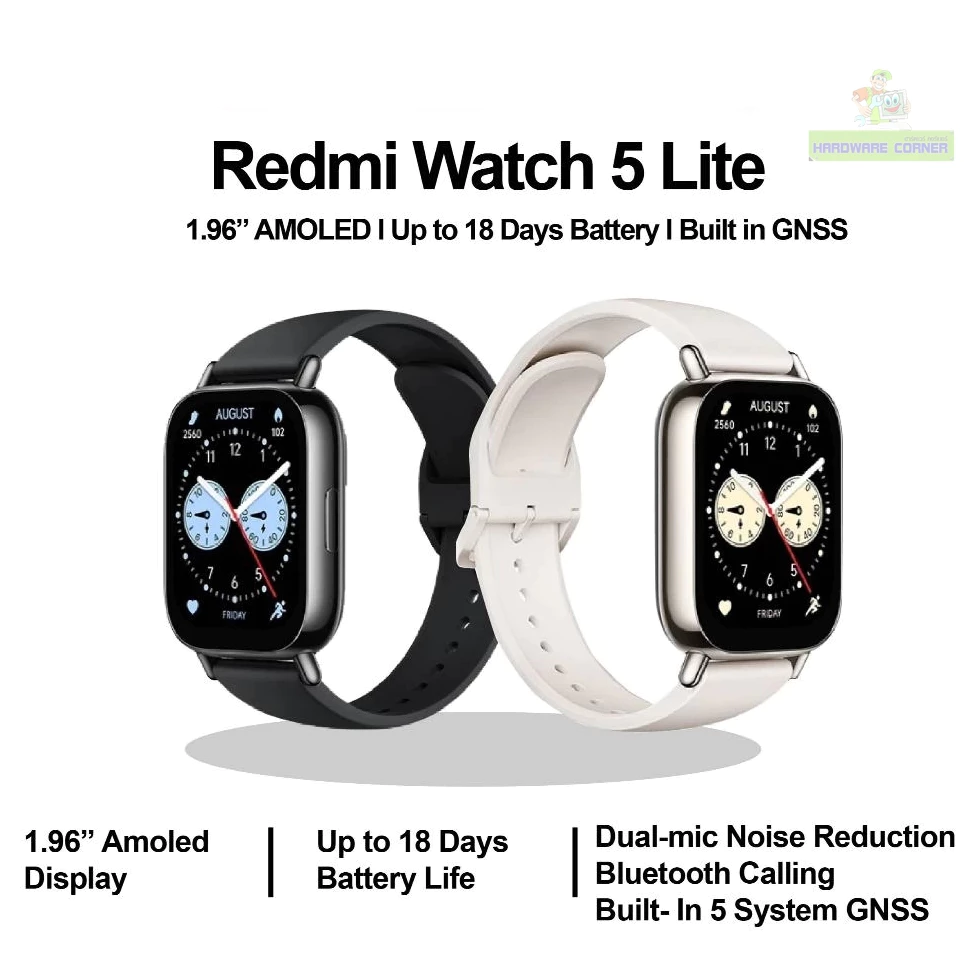 Xiaomi Redmi Watch 5 Lite นาฬิกาสมาร์ทวอทช์ จอ AMOLED 1.96" GPS ในตัว รับสายโทรได้ ตรวจวัดอัตราการเต้นหัวใจ