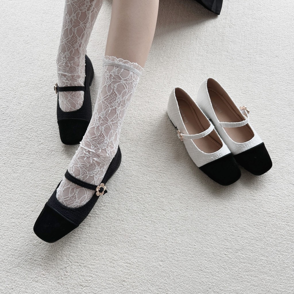 รองเท้าคัทชู แมรี่เจนBlock Heels ส้นสูง0.5นิ้ว รองเท้าkaimooksissy 166-6