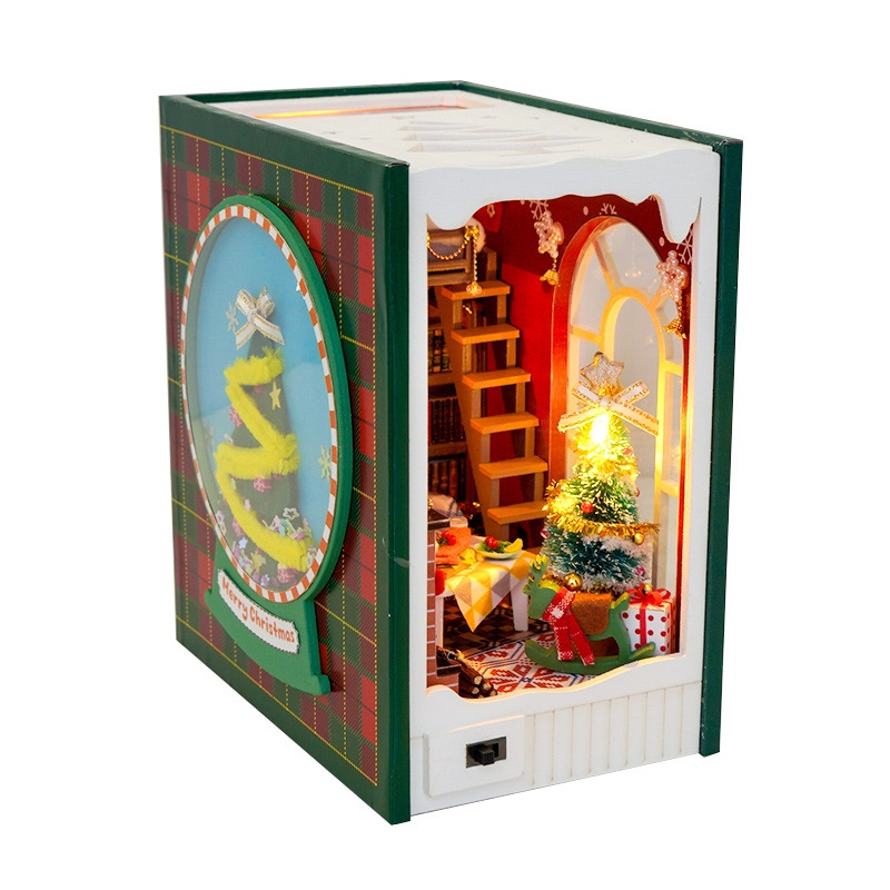 Book Nook DIY รุ่น TL10 ไดอารี่คริสต์มาส ที่กั้นหนังสือ บ้านตุ๊กตาDIY บ้านจิ๋ว Merry Christmas