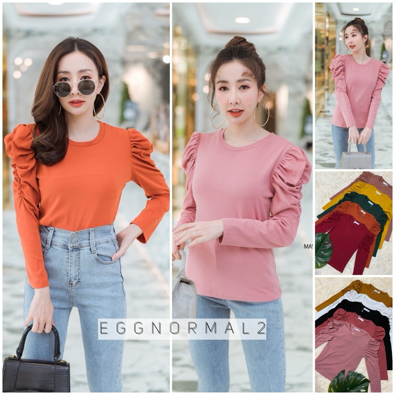 MASSIVE ❤️[10] เสื้อยืดแขนยาว แขนตุ๊กตาย่นไหล่