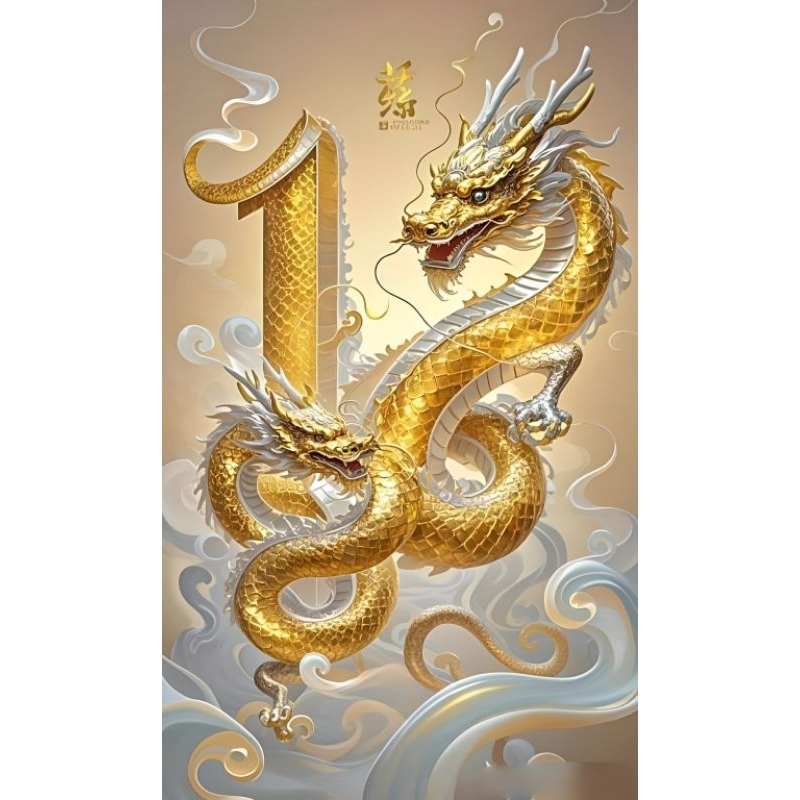 รูปโปสเตอร์ มังกร ขนาด 25*42cm ไม่มีกรอบ ติดผนัง ภาพมงคล เสริมฮวงจุ้ย ตกแต่งบ้าน