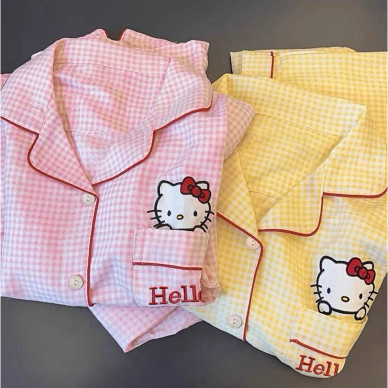 ชุดนอน สกรีนลาย Hello Kitty แขนยาว-ขายาว