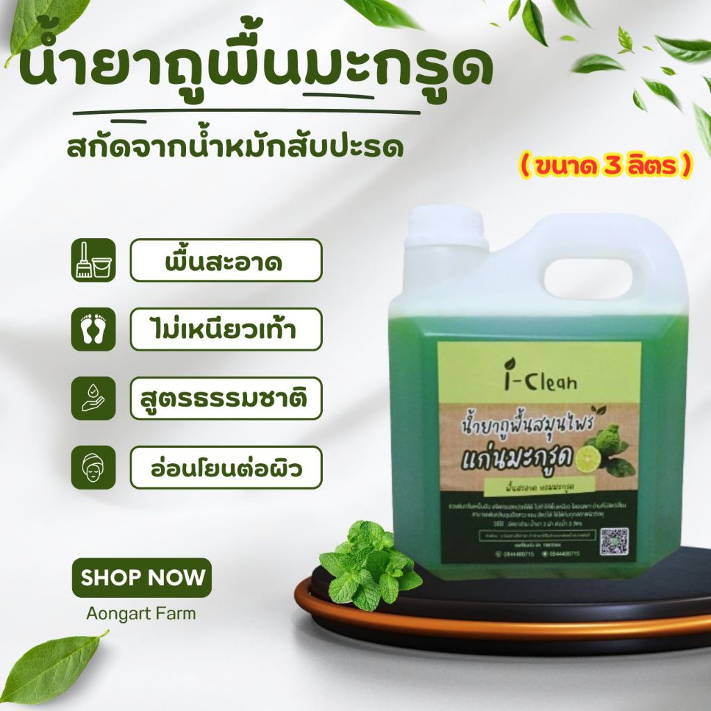 น้ำยาถูพื้น (กลิ่นมะกรูด) ขนาด 3 ลิตร ออร์แกนิค ไม่มีสารเคมีไม่เป็นอันตรายต่อคนและสัตว์ ถูพื้นสะอาด ขจัดคราบสกปรก