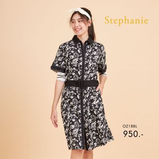 Stephanie ชุดเดรสเชิ๊ต ทรงเอสีดำ OZ18BL
