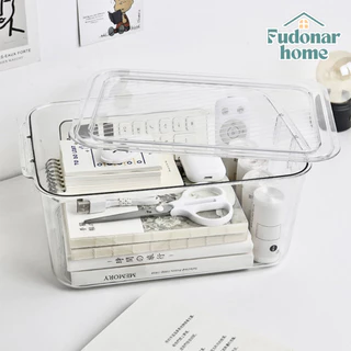 Fudonar กล่องเก็บของอะคริลิค กล่องใสใส่ของ พร้อมฝา หลายขนาด วางซ้อนได้