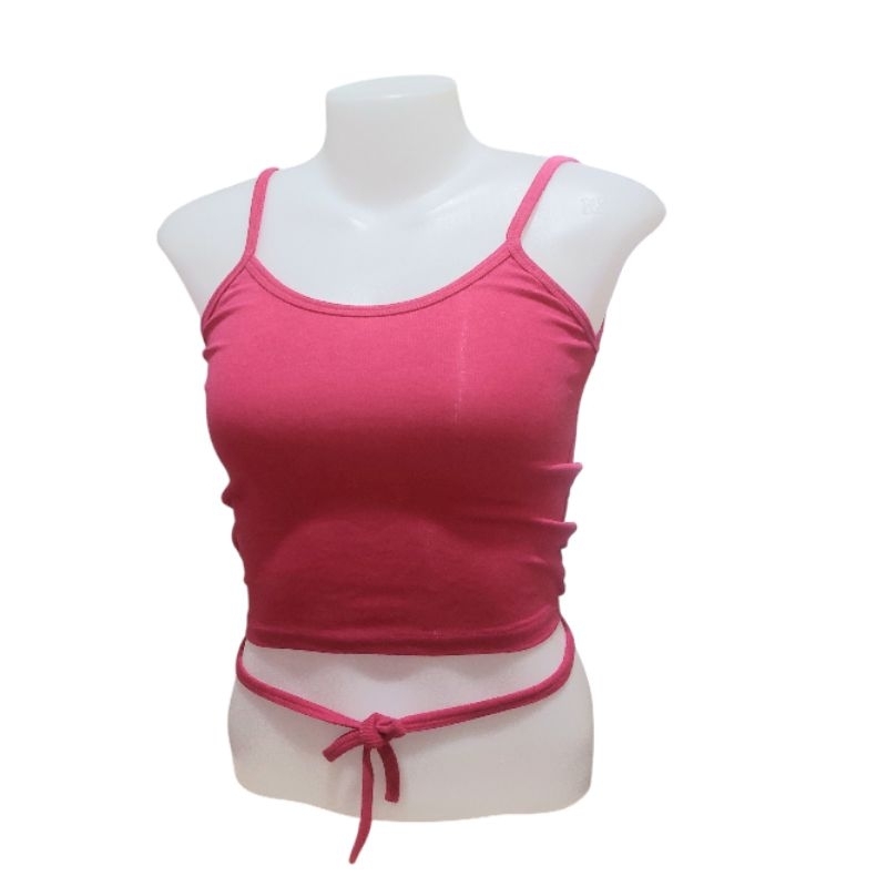 เสื้อสายเดี่ยวครอปไขว้ผูกหลังเลือก ไขว้พันเอว และผูกหลัง ครอปเก๋ๆ ขนาดฟรีไซด์ อกยืดได้ 30-34 ใส่แนบตัว เข้ารูป - รูปที่ 2