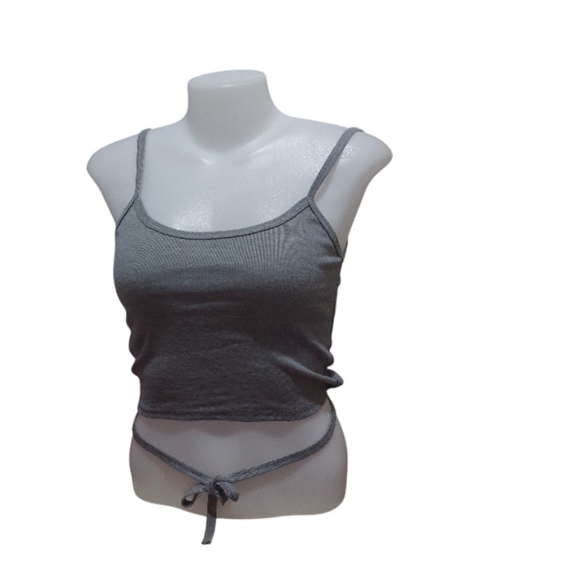 เสื้อสายเดี่ยวครอปไขว้ผูกหลังเลือก ไขว้พันเอว และผูกหลัง ครอปเก๋ๆ ขนาดฟรีไซด์ อกยืดได้ 30-34 ใส่แนบตัว เข้ารูป - รูปที่ 6