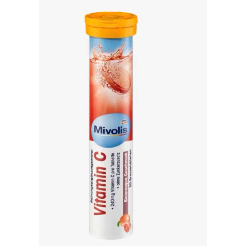 dm Mivolis Vitamin C รสส้ม วิตามินเม็ดฟู่ละลายน้ำ 20 เม็ด