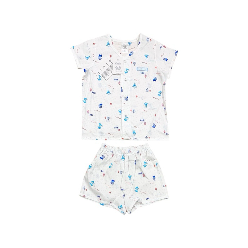 Little Wacoal New Collection ชุดนอนผ้าป่านกระดุมหน้า แขนสั้นขาสั้น สำหรับเด็กอายุแรกเกิด-6เดือน