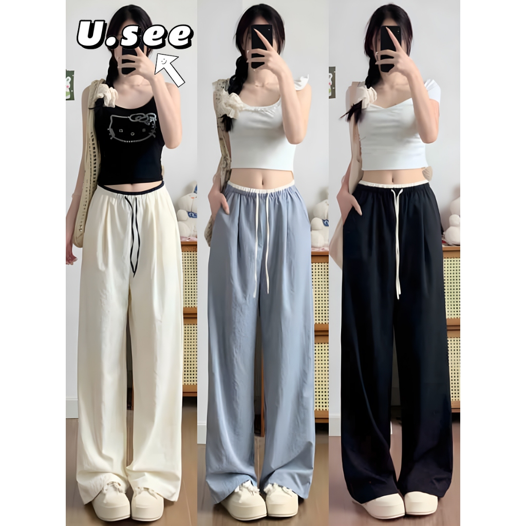 กางเกงลำลอง กางเกงวอร์ม กางเกงกระบอก สสไตล์ Y2K เข้ากับทุกสไตส์#1147