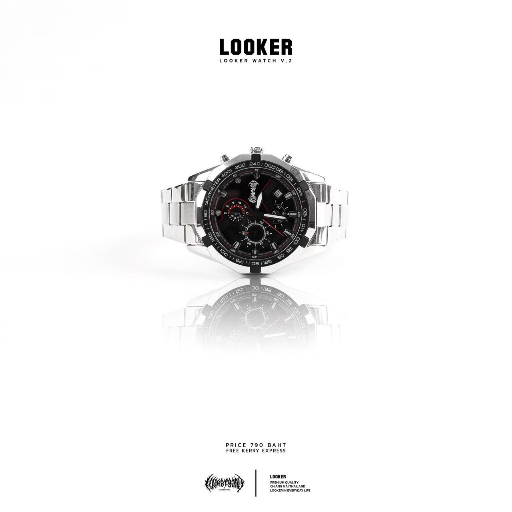 LOOKER - นาฬิกาข้อมือสีเงิน V.2 (9%Clothing)