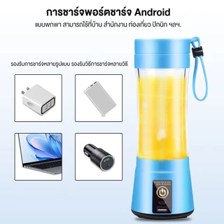 Yotex เครื่องปั่นน้ำผลไม้ เครื่องปั่นน้ำผลไม้พกพา 6 ใบมีด Juice Blender กำลังไฟ 250W ไร้สายแบบพกพา ความจุ 380mL