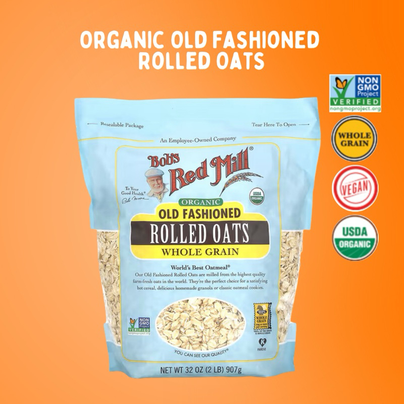 Bob's Red Mill Organic Rolled Oat |โรลโอ๊ต ข้าวโอ๊ตแผ่น รีดแบน ออร์แกนิค 907g | Sunshine Market