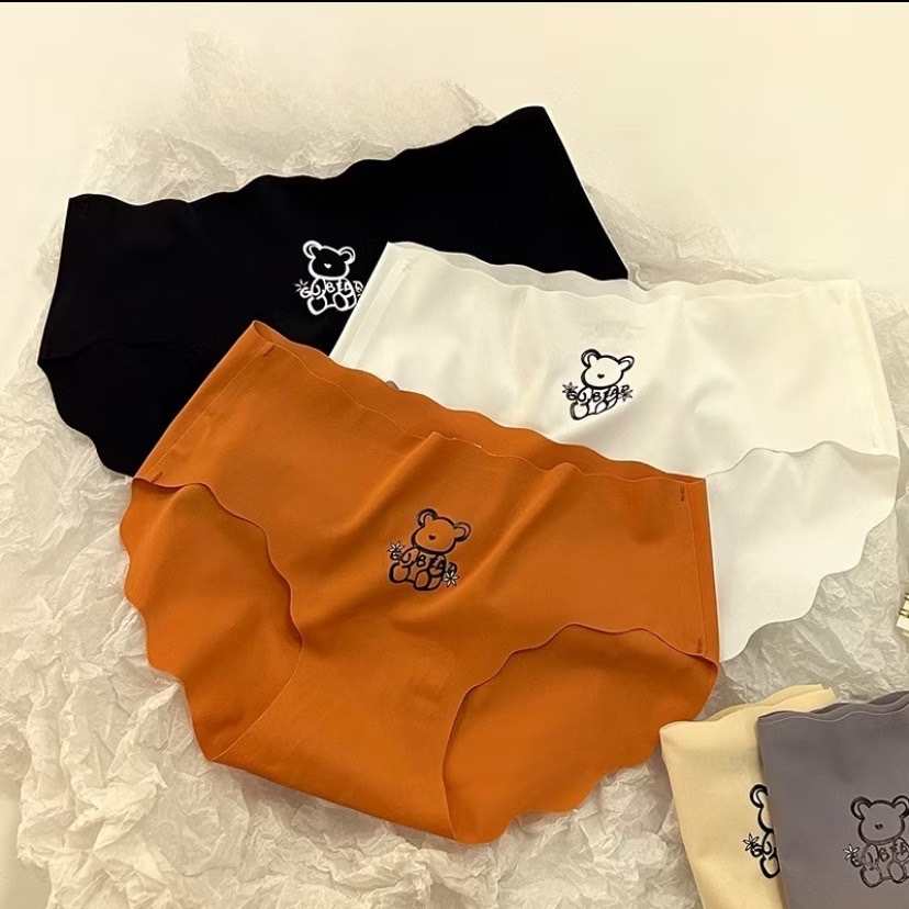 กางเกงชั้นในไร้ตะเข็บ ผ้าไหมน้ำแข็งสำหรับผู้หญิง เป้าสองชั้น เอวกลางเซ็กซี่สไตล์ใหม่ สวมใส่สบาย