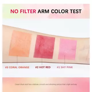 บลัชออนไฮไลท์ สีนุ้ด มีสีหลายรุ่นให้เลือก เช่น สีชมพู สีส้ม และสีแดง เนื้อครีมนุ่มนุ่ม สภาพเครื่องสำอางคงทน ลิปสติกอายสต