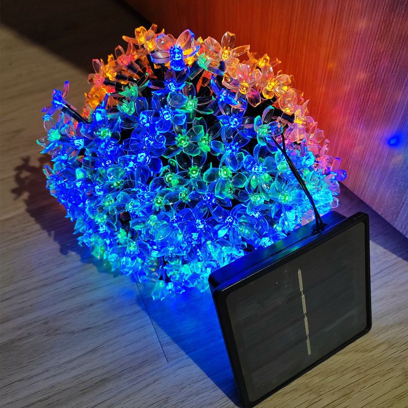 ไฟสีพลังงานแสงอาทิตย์กลางแจ้งกันน้ำ LED แขวนไฟตั้งแคมป์ตกแต่งหลังคา Light String สวนระเบียงรูปแบบบ้าน