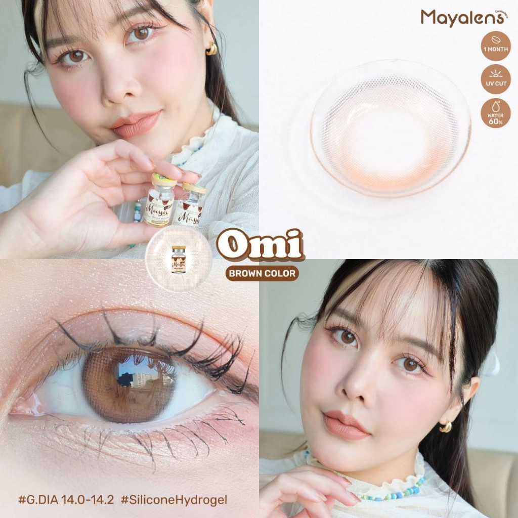 🔥คอนแทคเลนส์ ✨ขนาดมินิ✨Silicone Hydrogel ค่าอมน้ำ 60%✨Omi✨Mayalens Premium