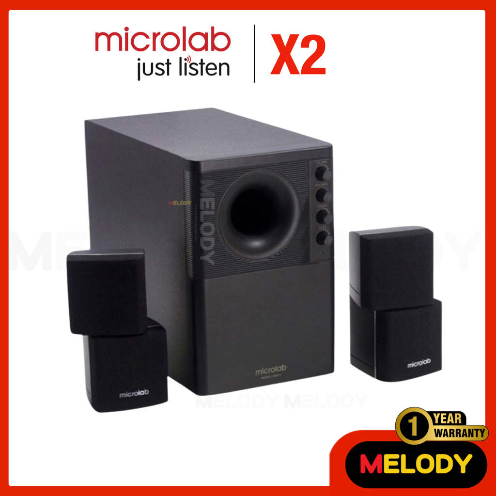 microlab X2 ริมแดง ลำโพงคอมพิวเตอร์ 2.1 รับประกันศูนย์​ microlab 1 ปี / Melodygadget
