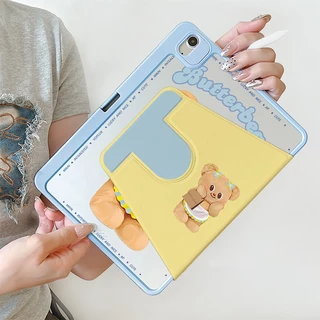 🪐24 ชั่วโมงเคส🪐case iPad Gen11 Pro11 2024 Air6 11 ที่ใส่ปากกา Butter Bear เคสiPadหมุน 360°Gen10 Air7