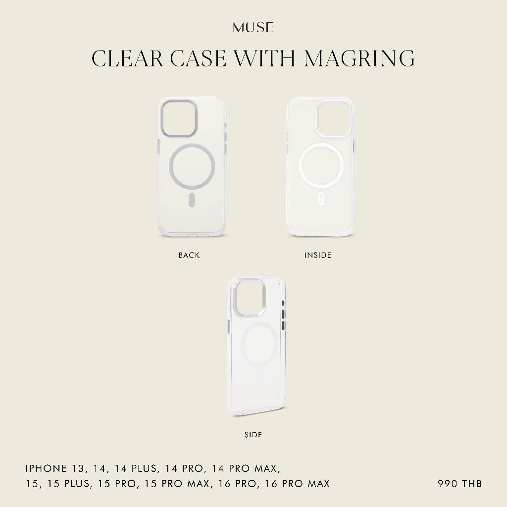 (13-16 Series) MUSE -  Clear Case With MagRing