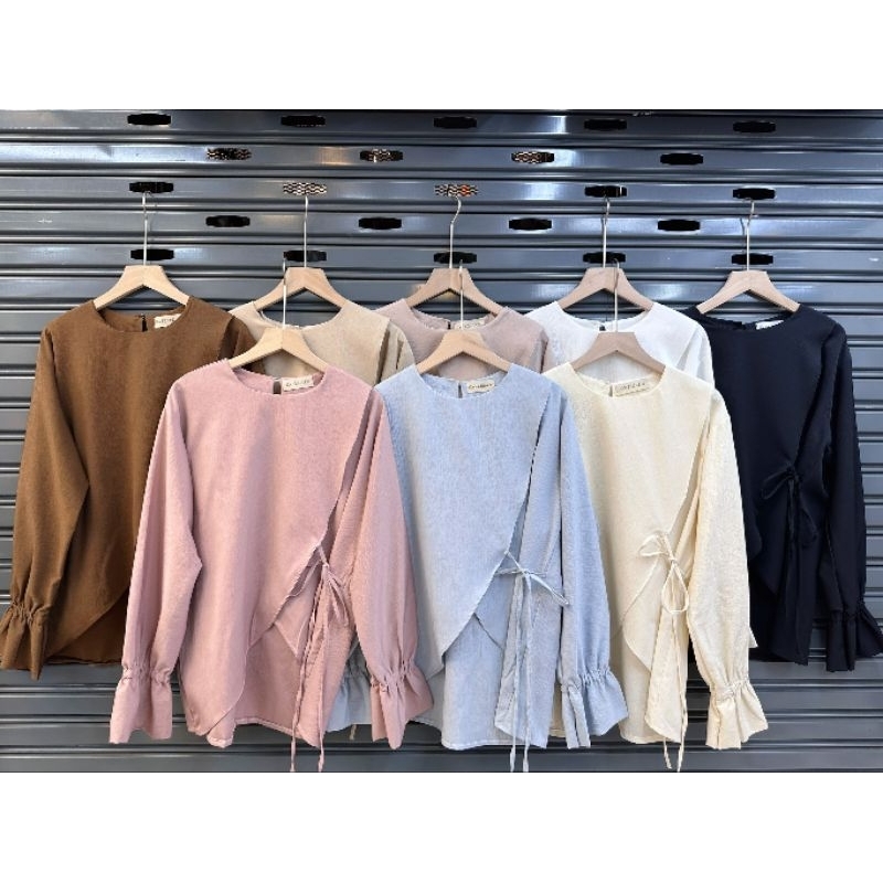 🚨ON#J883 เสื้อแขนยาว เสื้อคอกลมไขว้หน้า ดีไซน์เรียบหรู  #แฟชั่นสาวมุสลิม#เสื้อผ้าอิสลาม#เสื้อแขนยาว