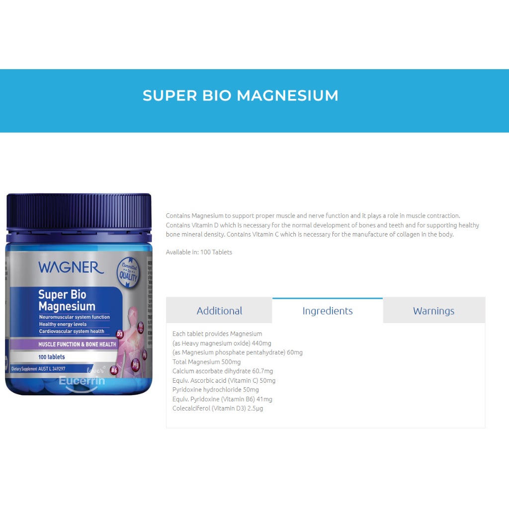 Wagner Super Bio Magnesium 100 Tablets รูปที่ 3