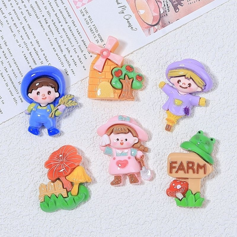 เรซิ่นdiy/จิบบิท ฟาร์ม สวน หุ่นไล่กา จำนวน 6 ชิ้น(สามารถเลือกเป็นเรซิ่นหรือจิบบิทได้)