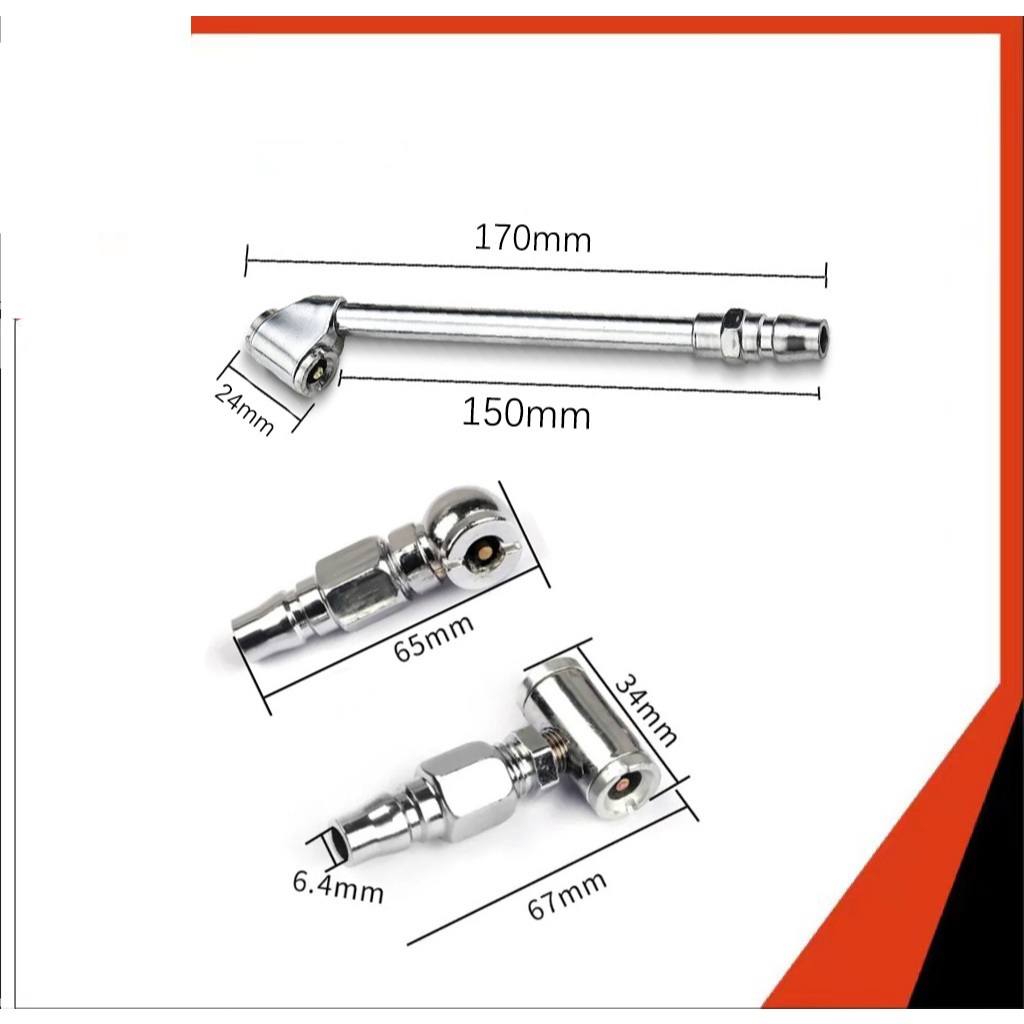 HEXMA หัวเติมลมยางรถยนต์ 2 แบบ เกรดพรีเมี่ยม หัวเติมลมสั้น หัวเติมลมยาว หัวเติมลมหางปลา หัวเติมลมคับเปิล หัวสั้นคับเปิ้ล