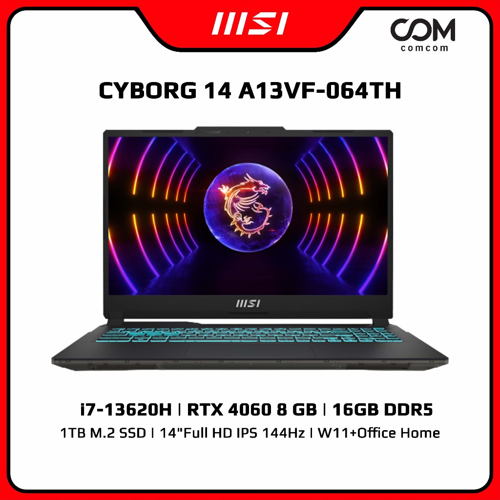 NOTEBOOK (โน้ตบุ๊ค) MSI CYBORG 14 A13VF-064TH BY COMCOM