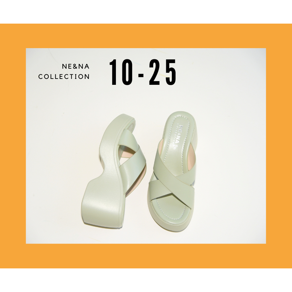 รองเท้าเเฟชั่นผู้หญิงเเบบเเตะเเฟชั่นเปิดหน้าเท้าส้นสูง No. 10-25 NE&NA Collection Shoes