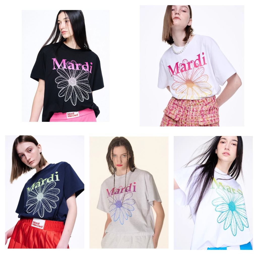 mardi mercredi แท้ เสื้อ เสื้อรายดอก Gradation Blossom BLOSSOM เสื้อยืด ลายดอกไม้ TShirt