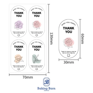 Baking Barn Thank you stickers (100 ชิ้น/แพ็ค) สติ๊กเกอร์กระดาษ สติ๊กเกอร์