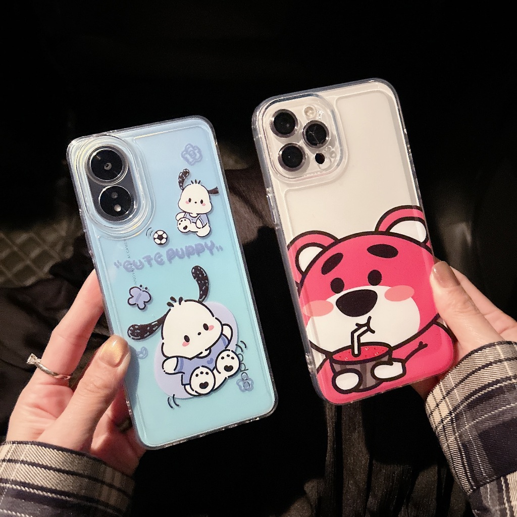 เคสใส สกรีนลายการ์ตูนใหม่ for iPhone 11/12/13/15/14 OPPO A18 A57 A58 A79 RENO7Z RENO10 SAMSUNG A55 V