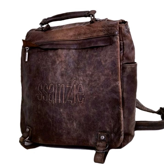 Ssamzie กระเป๋าเป้ กระเป๋าหนังแท้มือสอง กระเป๋ามือสอง satchel หนังแปลก leather backpack rucksack yon