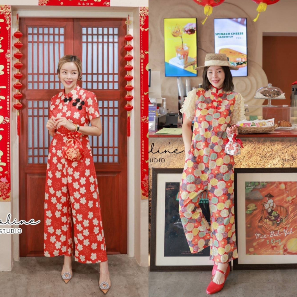 พร้อมส่งรุ่นขายดี PRIP จั๊มสูทคอจีนผ้าคอตตอนลินิน​ ลายดอกไม้สดใส CARDIGAN_NISTA