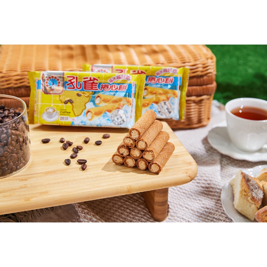 乖乖孔雀捲心餅🔥Taiwanese food นกยูงคอฟฟี่โรล🔥63g ฿159