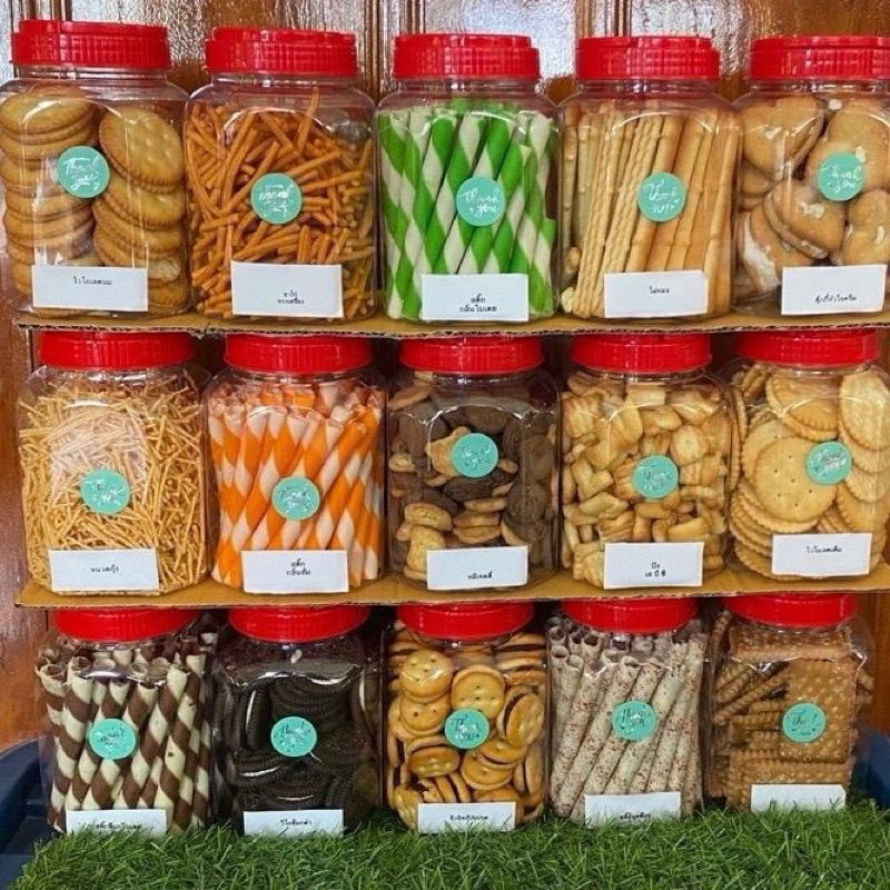 ขนมโหล ขนมปี๊บ ขนมโบราณ ของแจกปีใหม่ ขนมโหลกระปุกเล็กฝาแดง