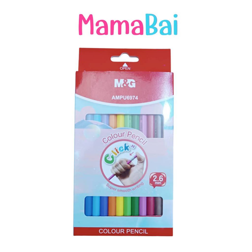 (MMB) M&G ดินสอสี แบบกด Click 12 สี @MamaBaiShop