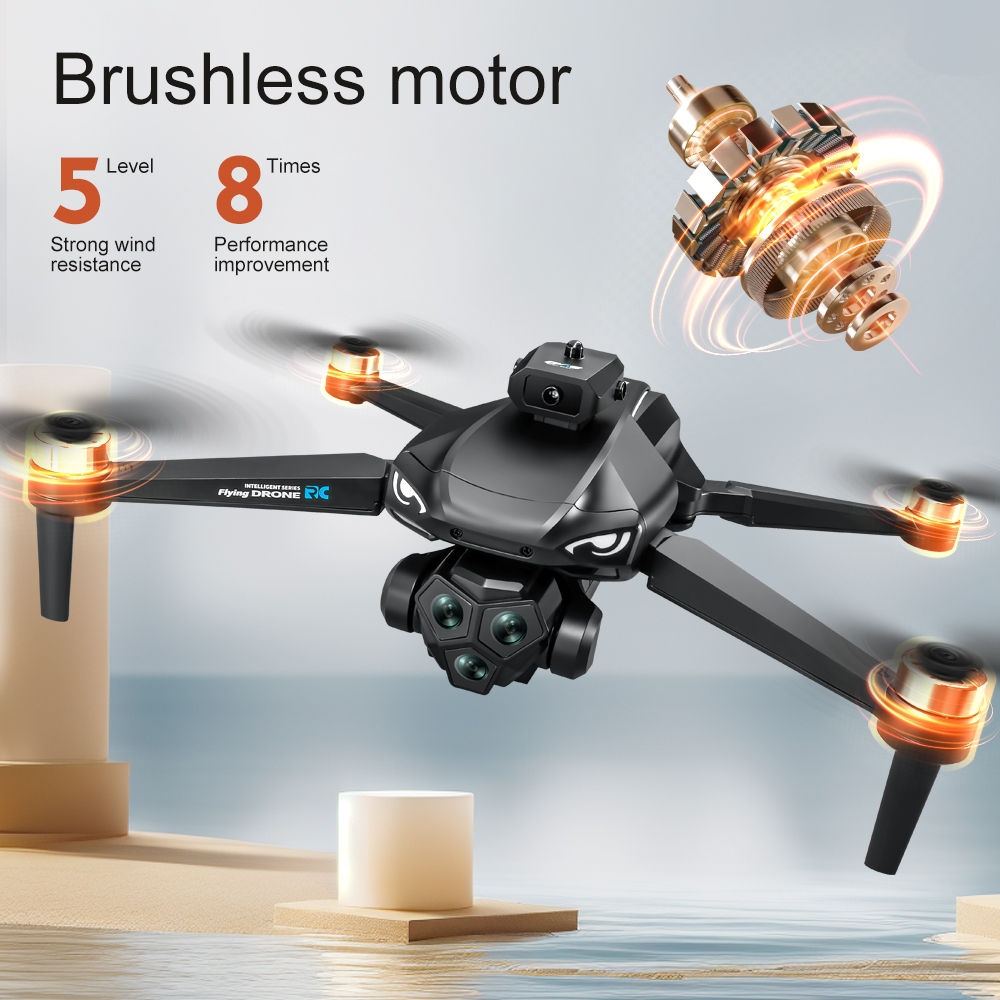 อัพเกรดด้วยหน้าจอ 4.5 นิ้วรีโมทคอนโทรล 4K Drone Eat Ultra Clear มุมกว้างปรับไฟฟ้า 3 เลนส์ Brushless ง่ายต่อการควบคุม