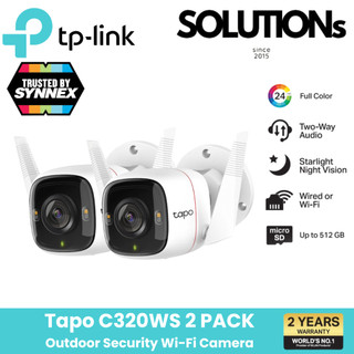 TP-Link ⚡️กล้องไวไฟ⚡️Tapo C320WS Outdoor Security [แพ็คคู่สุดคุ้ม] Wi-Fi Camera 4MP ดูVDOมีสีสันยามค่ำคืนบันทึกภาพคมชัด