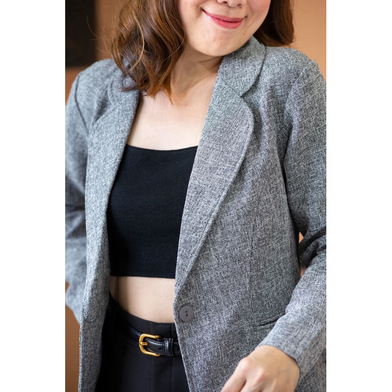 พร้อมส่งครบสี วันที่ 20 เม.ย. - Nola Blazer เสื้อคลุมเบลเซอร์ สูทผู้หญิง คอปก ผ้าทวีต รีดซับในติดทั้งตัว ทรงสวยมาก