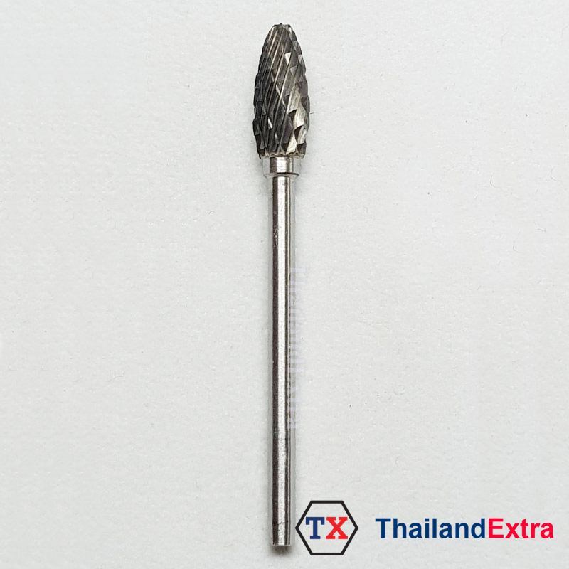 ดอกเจียรคาร์ไบด์ หัวเจียรคาร์ไบด์ ทรงเปลวเทียน หัวคู่ double cut แกน 3 มิล
