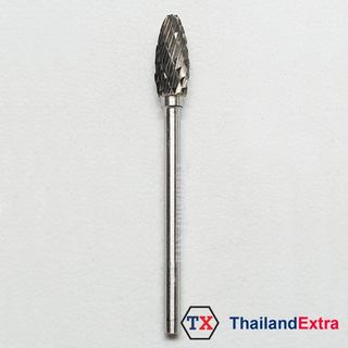 ดอกเจียรคาร์ไบด์ หัวเจียรคาร์ไบด์ ทรงเปลวเทียน หัวคู่ double cut แกน 3 มิล