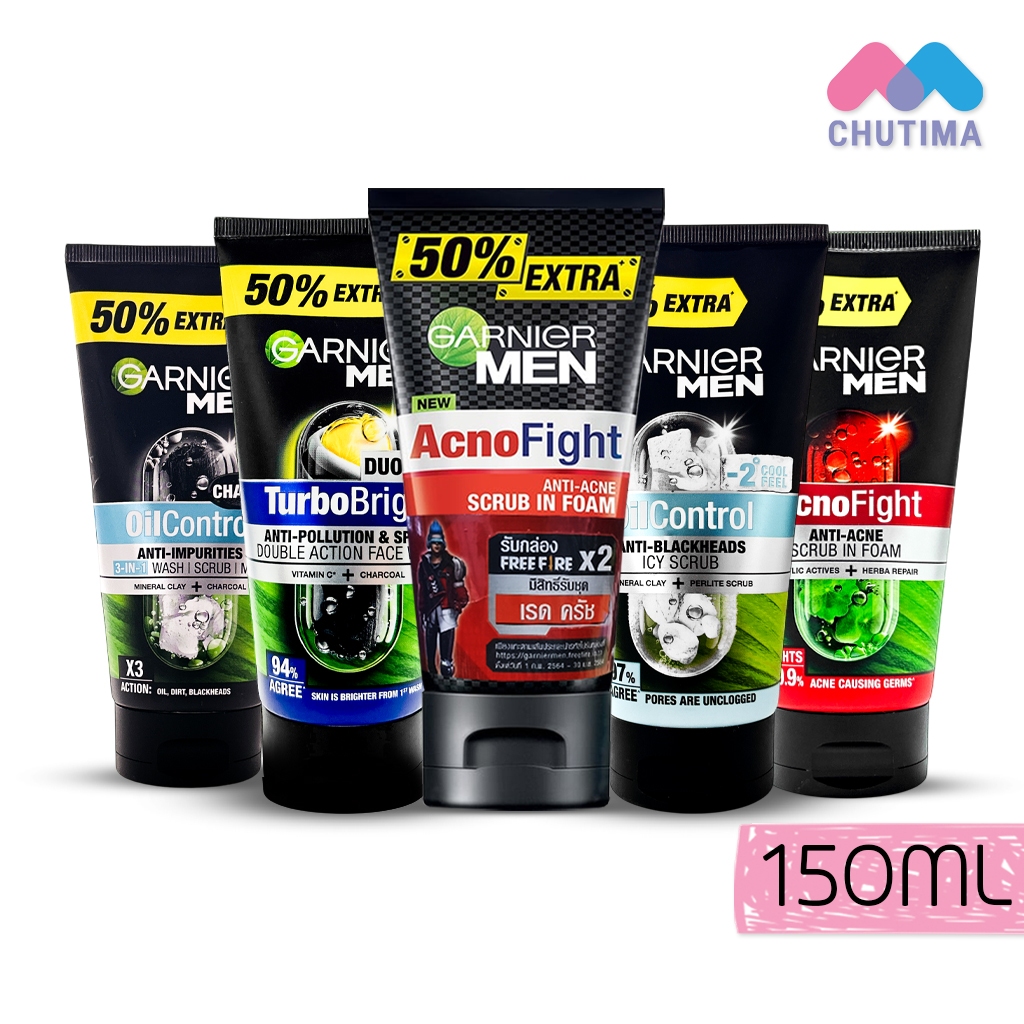 โฟมล้างหน้า การ์นิเย่ เมน โฟม Garnier Men Turbobright/ Acnofight/ Oil Control 150ml.