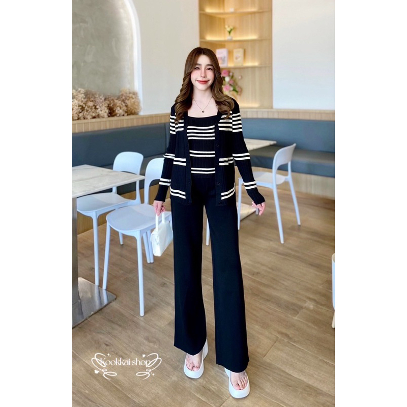 🍭Chill Fashion Shop🍭 Set3ชิ้น เสื้อกางเกงขายาว (รุ่น 3ชิ้น)