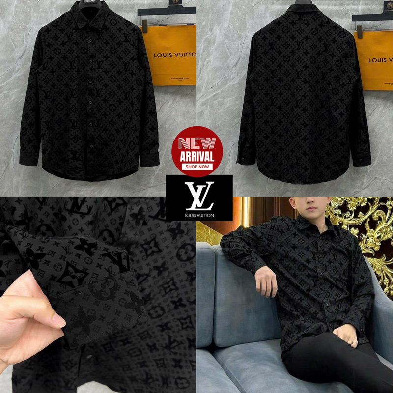 Louis Vuitton monogram SHIRT 👔👨🏻cotton ฝังลาย 📌 เสื้อเชิ้ตแขนยาวคอปกผู้ชาย งานสวยมาก