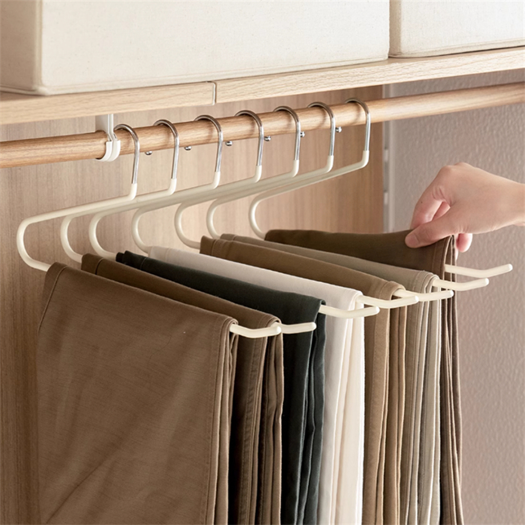 ไม้แขวนกางเกงรูปทรงห่าน ไม้แขวนหนีบผ้า เคลือบซิลิโคน ไม้แขวนตัว Z ไม้แขวนที่ไม่ทำให้เกิดริ้วรอย - รูปที่ 2