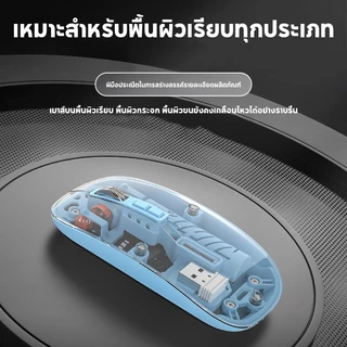 เมาส์บลูทูธโปร่งใสไร้สาย BT5.0/2.4G เมาส์บลูทูธ เมาส์เงียบแบบชาร์จไฟได้ เหมาะสำหรับแท็บเล็ต แล็ปท็อป