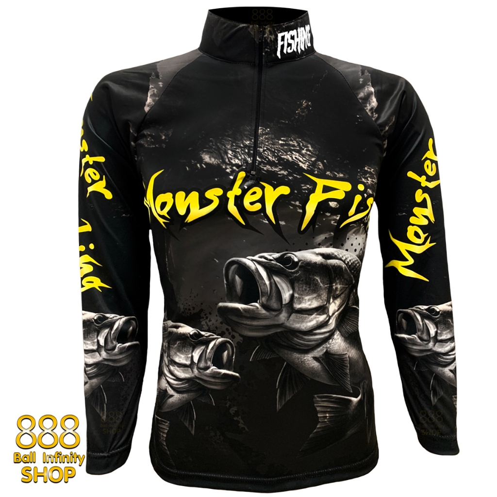 เสื้อตกปลา,ปั่นจักรยาน Moster Fishing Bass Gold มีให้เลือก 2 สี (สินค้าพร้อมจัดส่ง) ป้องกันแสง UV