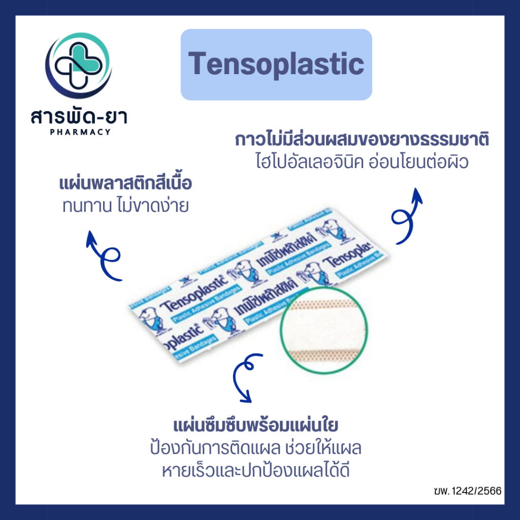 [ยกกล่อง] Tensoplast Tensoplastic พลาสเตอร์ยา พลาสเตอร์ชนิดผ้า และ พลาสติก สีเนื้อ เทนโซพล๊าส 100 ชิ้น ราคา ถูกที่สุด ดีลบีเคเค แกลเลอรีภาพที่ 5